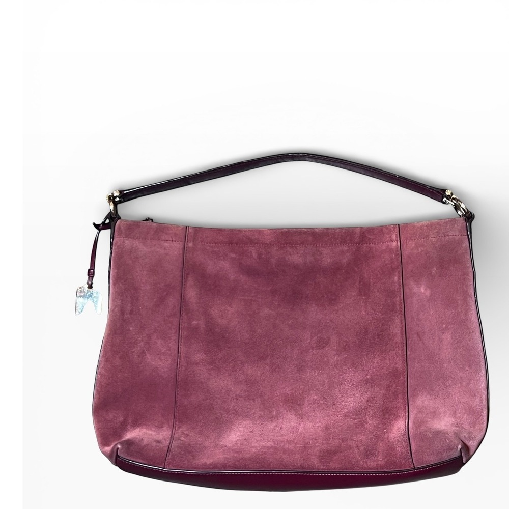 Coach Chelsea Hobo Plum Burgandy Suede Leather Snakeskin Shoulder Bag 35984 RARE - Picture 2 of 15